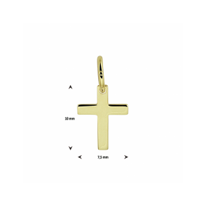 Geelgouden massieve kruis hanger met een afmeting van 10x7.5mm uitgevoerd met een stevig hangoog. - 11113920