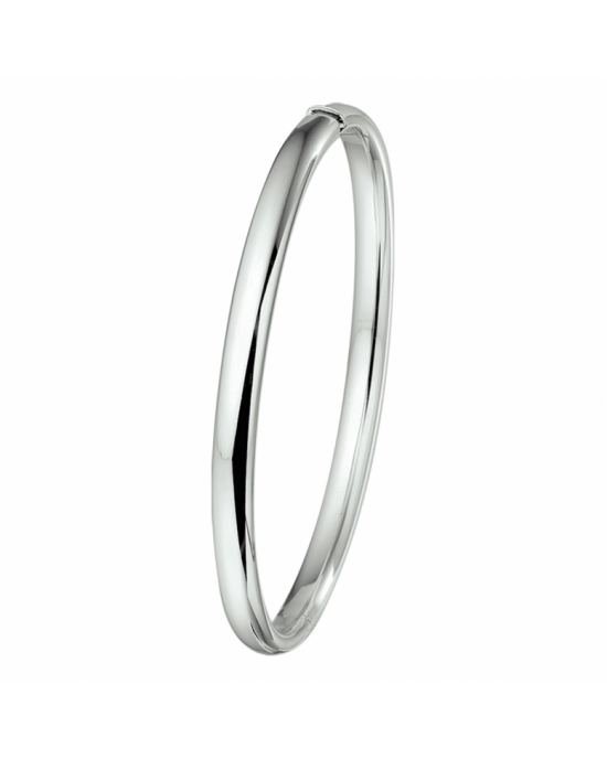 14 krt witgouden bangle met scharnier, ovale buis 5mm breedte x 60 mm - 11116231