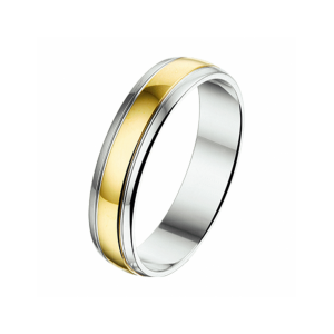 Geelgoud- met zilveren relatiering met een breedte van 5mm.Op maat 19.75 - 11113028