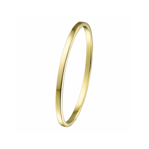 bangle van 14 karaat goud met daarin een kern van 925 zilver. 3 mm vlak, 61 x 53 mm met scharnier-sluiting. - 11115746