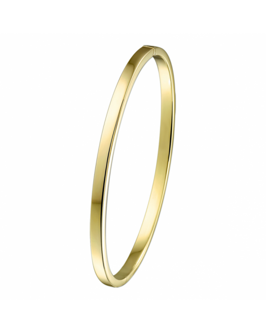bangle van 14 karaat goud met daarin een kern van 925 zilver. 3 mm vlak, 61 x 53 mm met scharnier-sluiting. - 11115746