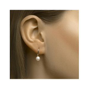 14k Geelgouden oorhangers uitgevoerd met een zoetwaterparel. De oorhangers hebben een totale hoogte van 1.8cm. De parel heeft een diameter van 6.5mm - 11115603