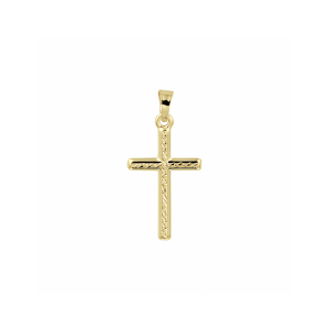 14 krt Geelgouden hanger uitgevoerd in de vorm van een kruis en met een gediamanteerde afwerking. De hanger heeft een totale hoogte van 2.5cm en een breedte van 12mm. - 11116183
