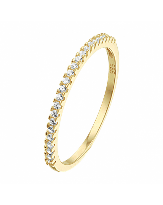 14 krt Geelgouden aanschuifring uitgevoerd met een schitterende zirkonia rij. De ring heeft een breedte van 1.5mm - 11115714
