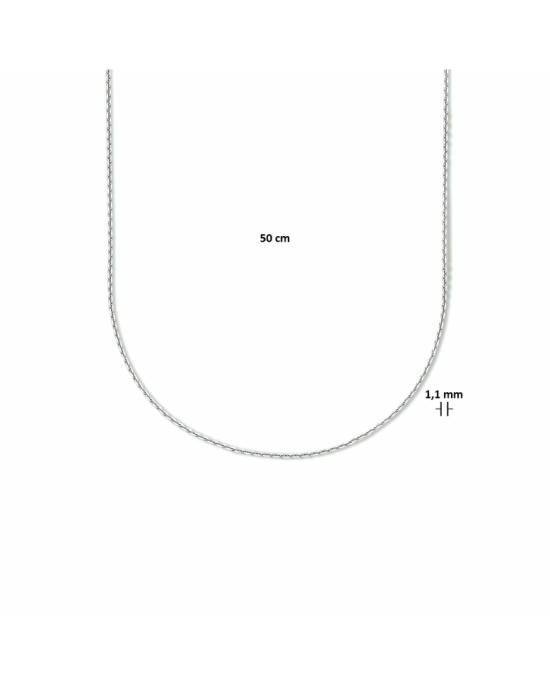 Gerhodineerd 925 zilveren anker collier 50 cm met een schakelbreedte van 1.1mm en een gediamanteerde afwerking. Het collier heeft een stevige karabijn sluiting. - 11114367