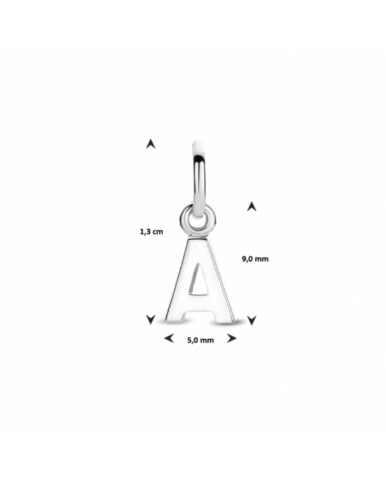 Gerhodineerd 925 zilveren letterhanger : A - 11114766