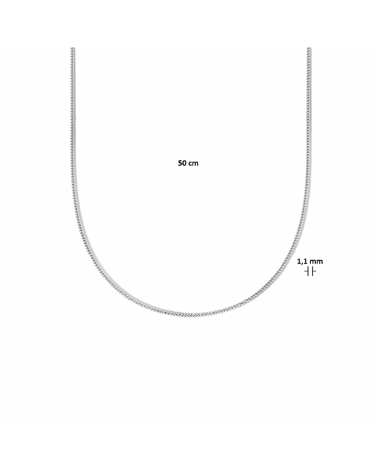 Gerhodineerd 925 zilveren gourmet collier 50 cm met een schakelbreedte van 1.1mm. - 11114361