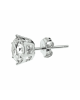 Gerhodineerd zilveren oorknoppen uitgevoerd met  een briljant geslepen zirkonia in een chaton zetting en stevige poussette sluiting. De zirkonia steen heeft een afmeting van 6 mm. - 11114797