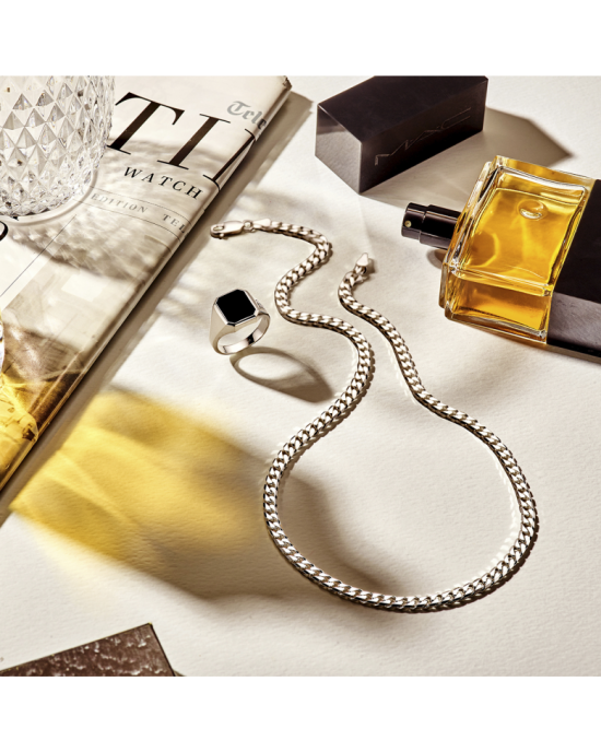 zilveren zegelring 8-kant en voorzien van een onyx - 11111135