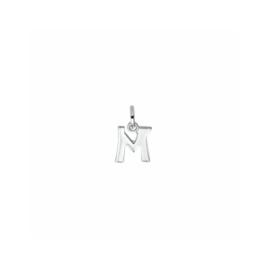 zilveren letterhanger : M , gerhodineerd, 11 x 10 mm - 11113767