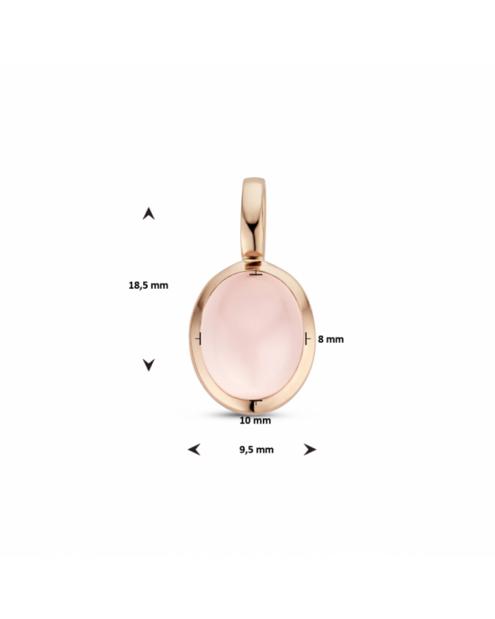 14 karaats Rosegouden hanger uitgevoerd met schitterende roze kwarts. De hanger heeft een afmeting van 18.5x9.5mm. de Roze kwarts heeft een afmeting van 8 x 10 mm, 3.25 crt. - 11111535