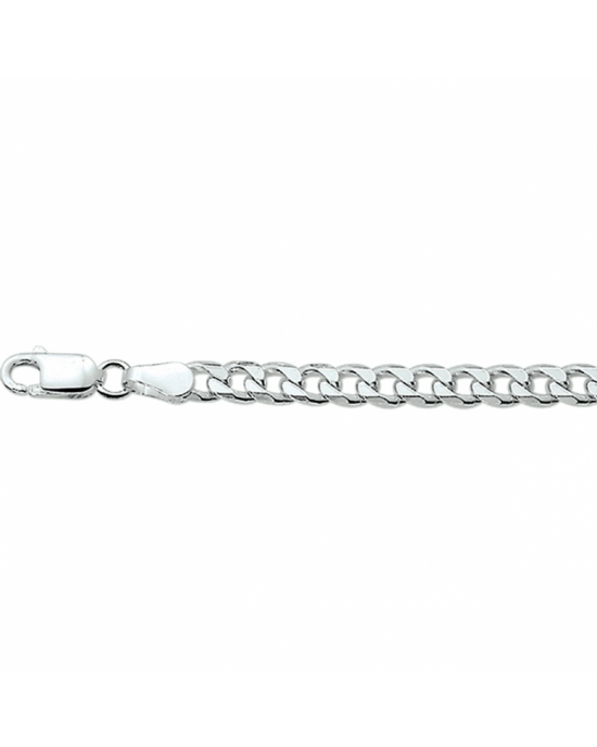 Zilveren collier geslepen gourmette schakel. De schakelbreedte is 4.0mm.De lengte is 45 cm voorzien van een karabijnhaak - 11115831