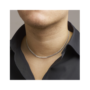 Zilveren collier geslepen gourmette schakel. De schakelbreedte is 4.0mm.De lengte is 45 cm voorzien van een karabijnhaak - 11115831