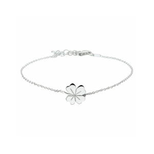 Gerhodineerd zilveren armband met een klavertje 4 in het midden, lengte 17 + 3 cm - 11115477