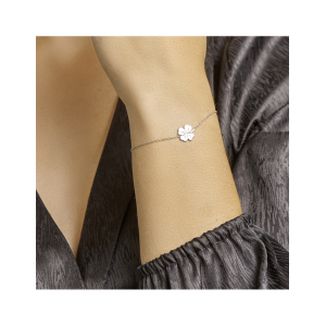 Gerhodineerd zilveren armband met een klavertje 4 in het midden, lengte 17 + 3 cm - 11115477