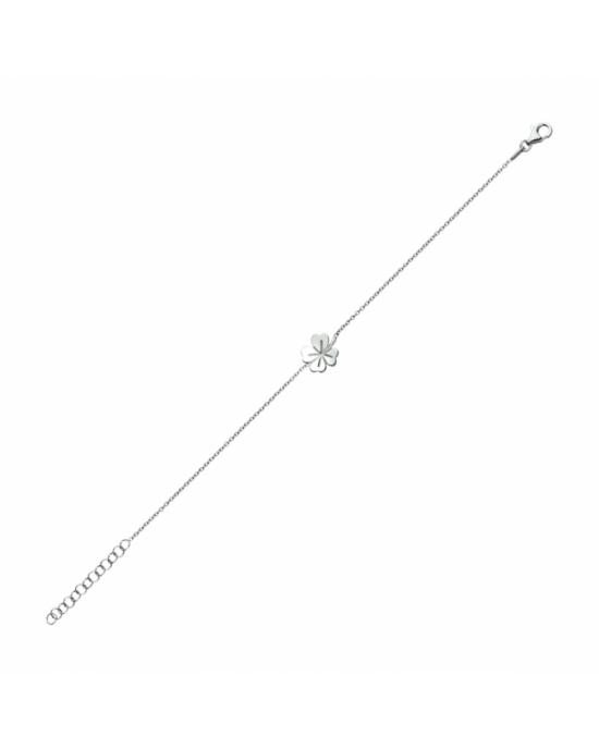 Gerhodineerd zilveren armband met een klavertje 4 in het midden, lengte 17 + 3 cm - 11115477