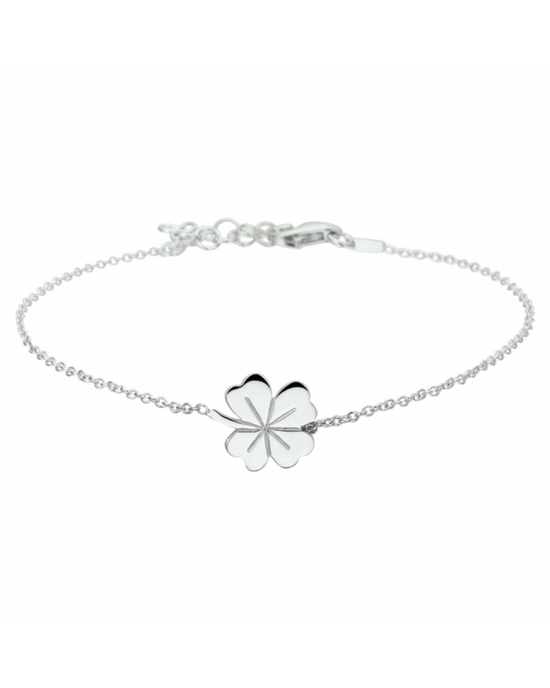 Gerhodineerd zilveren armband met een klavertje 4 in het midden, lengte 17 + 3 cm - 11115477