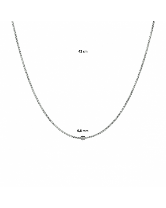 Gerhodineerd zilveren collier met een venetiaanse schakel van 0.8mm. Het collier heeft een draaglengte van 38cm. Info: Gerhodineerd zilver is door de rhodiumlaag beter bestand tegen verkleuren en krassen. - 11114654