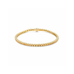 14k Geelgouden tennisarmband met schitterende geel saffier. De armband heeft een draaglengte van 18cm. De saffier stenen hebben een totaal steengewicht van 1.786ct. Veiligheidssluiting. - 11111454