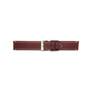 Thick calf leather, mat, straight and smooth watch strap with cut edges and heavy off-white stitching. This cool watch strap is flat and has no padding. - 11111617