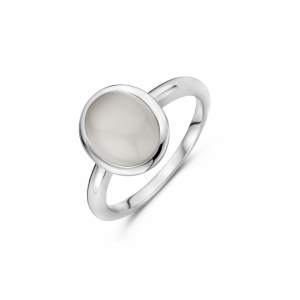 Gerhodineerd 925 zilveren ring uitgevoerd met donkergrijs maansteen. De ring heeft een afmeting van 12x10.5mm. Het steengewicht is 2.72ct. - 11113525