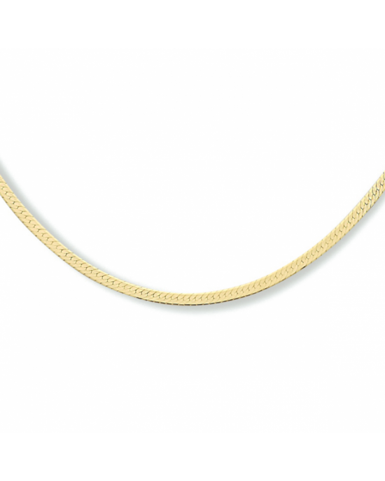 925/000 zilveren collier, volledig geel verguld 3 micron, met een breedte van 2mm. Het collier heeft een draaglengte van 40cm met een extensie van 4 cm en een stevige karabijn sluiting. Geen garantie op plating. - 11115819