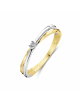 14k Bicolor wit- en geelgouden ring uitgevoerd met een 0.03 crt. briljant geslepen diamant. De ring heeft een breedte van 3mm. - 11114042