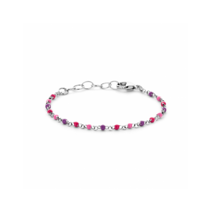 Gerhodineerd 925 zilveren armband uitgevoerd met emaille bolletjes. De armband heeft een draaglengte van 11cm en een extensie van 2cm. Uitgevoerd met karabijnsluiting.  De schakelbreedte is 1.7mm. - 11115799