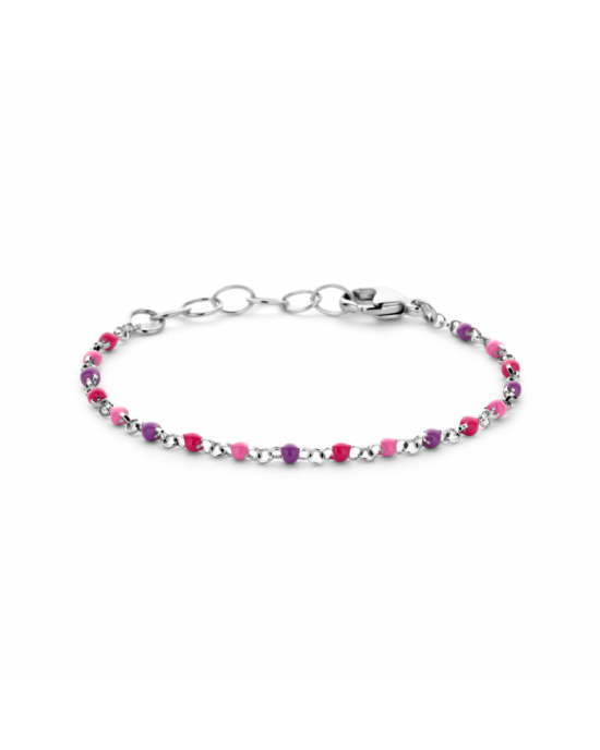 Gerhodineerd 925 zilveren armband uitgevoerd met emaille bolletjes. De armband heeft een draaglengte van 11cm en een extensie van 2cm. Uitgevoerd met karabijnsluiting.  De schakelbreedte is 1.7mm. - 11115799