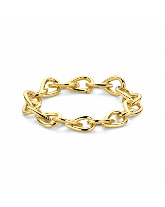 14k Geelgouden fantasieschakelarmband, peervormige ronde schakels, met een draaglengte van 20cm en een schakelbreedte van 12.8mm. - 11114931