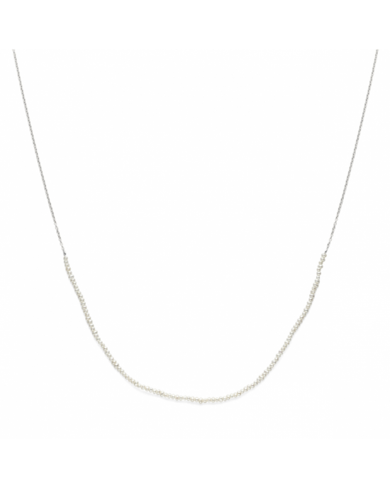 Gerhodineerd 925 zilveren collier uitgevoerd met parels van ca 2,5mm. Het collier heeft een draaglengte van 41 + 4 cm - 11114925