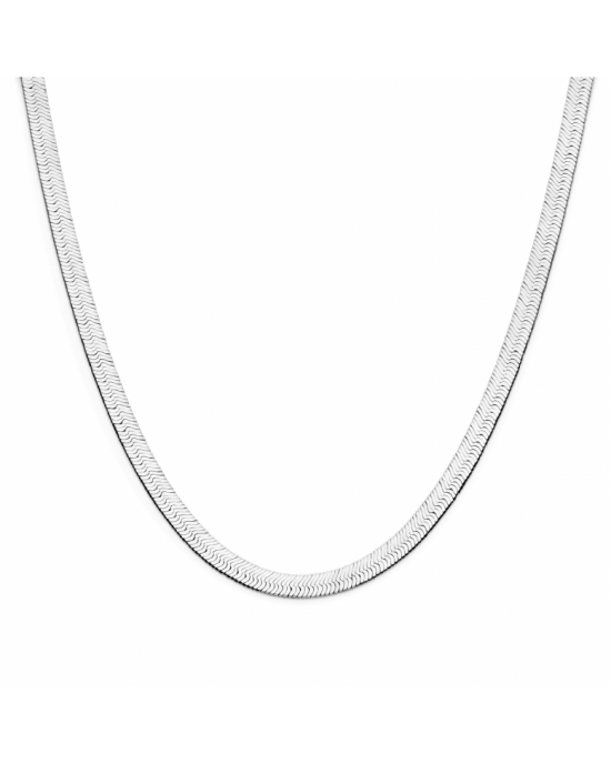 Gerhodineerd 925 zilveren collier platte slang van ca 7 mm. Het collier heeft een draaglengte van 43cm. - 11114917