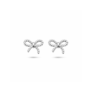 Gerhodineerd 925 zilveren oorknoppen uitgevoerd in de vorm van een strikje. De oorknoppen hebben een afmeting van 6.5x8mm. - 11115077