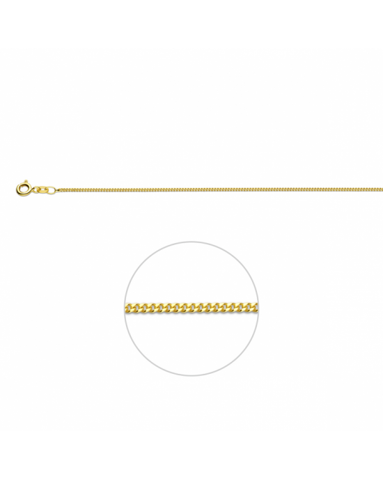 9krt Geel lengte collier, gourmetschakel, het collier heeft draaglengtes van 41, 43 + 45cm. De schakelbreedte is 1.2mm - 11116480