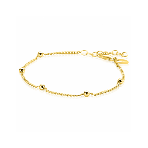ZINZI gold plated zilveren gourmet schakelarmband met vijf glanzende bolletjes (3mm breed) ZIA2714G - 11115978