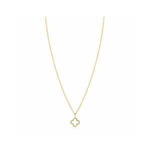 ZINZI gold plated zilveren kettinkje 42-45cm met open klaver hanger ZIC2743 - 11116256