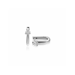 14mm x 4 mm ZINZI zilveren oorringen U-vorm met witte zirkonia, ZIO2733 - 11116303