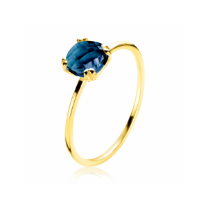 ZINZI Gold 14 krt gouden ring waarbij een Londen topaas (6mm) is gezet in een vierkante chatonzetting ZGR537 - 11116044 ZINZI Gold 14 krt gouden ring waarbij een Londen topaas (6mm) is gezet in een vierkante chatonzetting ZGR537 - 11116044