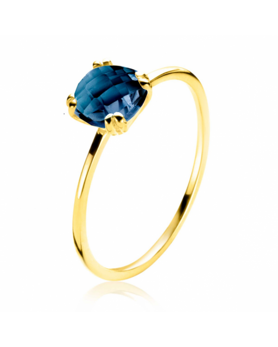 ZINZI Gold 14 krt gouden ring waarbij een Londen topaas (6mm) is gezet in een vierkante chatonzetting ZGR537 - 11116044 ZINZI Gold 14 krt gouden ring waarbij een Londen topaas (6mm) is gezet in een vierkante chatonzetting ZGR537 - 11116044