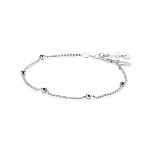 ZINZI zilveren gourmet schakelarmband met vijf glanzende bolletjes volledig verguld (3mm breed) ZIA2714A - 11116392