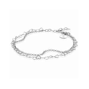 ZINZI zilveren dubbele armband met open hartjes schakels ZIA2775 - 11116160
