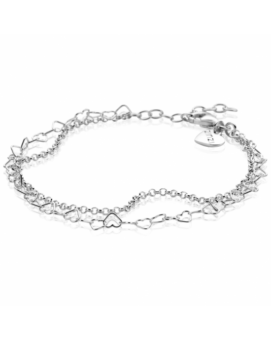 ZINZI zilveren dubbele armband met open hartjes schakels ZIA2775 - 11116160