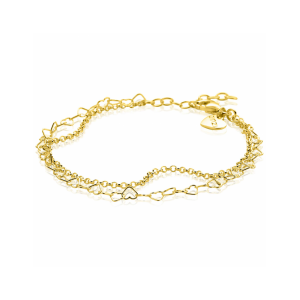 ZINZI gold plated zilveren dubbele armband met open hartjes schakels ZIA2775G - 11116161