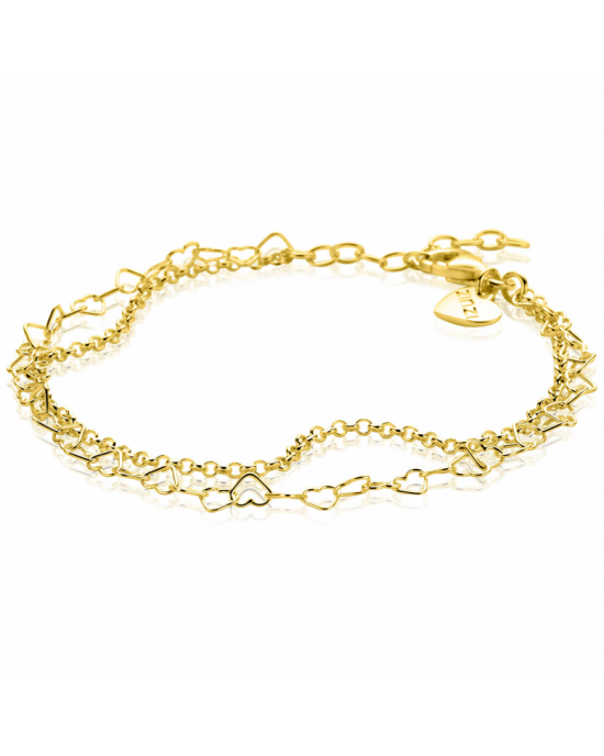 ZINZI gold plated zilveren dubbele armband met open hartjes schakels ZIA2775G - 11116161