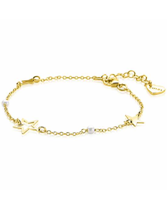 ZINZI gold plated zilveren armband met sterren en witte parels ZIA2780 - 11116162
