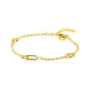 ZINZI gold plated zilveren schakelarmband met paperclip schakels en dubbele geknoopte schakels, 17 + 3 cm, ZIA2798 - 11116308