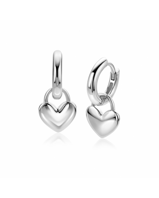 9mm ZINZI zilveren oorbedels glanzend hart ZICH2673 - 11116151