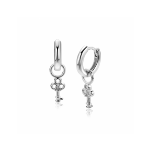 8mm ZINZI zilveren oorbedels met sierlijke miniatuur sleutel ZICH2824 - 11116153