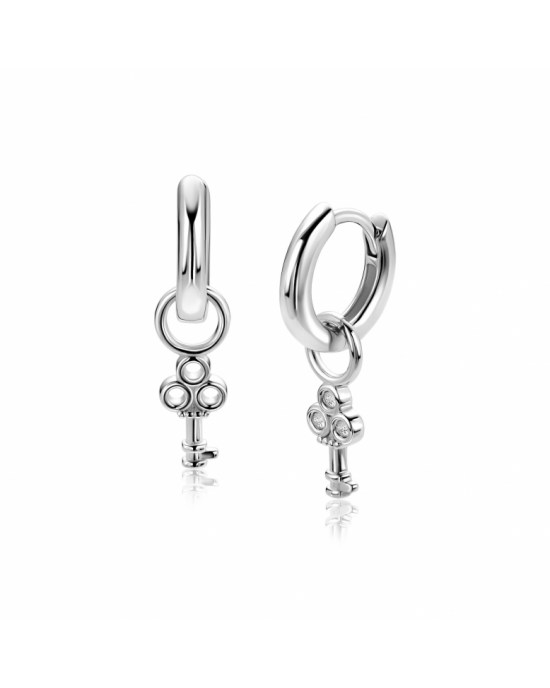 8mm ZINZI zilveren oorbedels met sierlijke miniatuur sleutel ZICH2824 - 11116153