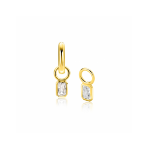 6mm ZINZI goldplated zilveren oorbedels met baguette-geslepen zirkonia in achthoekige zetting ZICH2826 - 11116154
